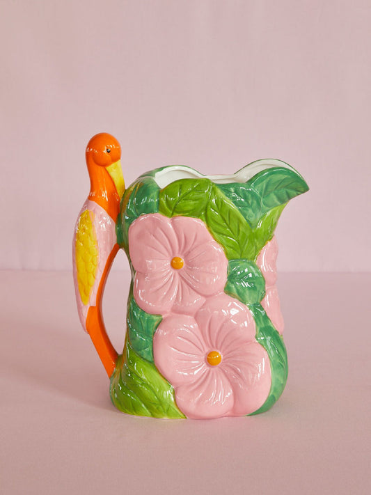 Ceramic Flower Vase with Bird Handle