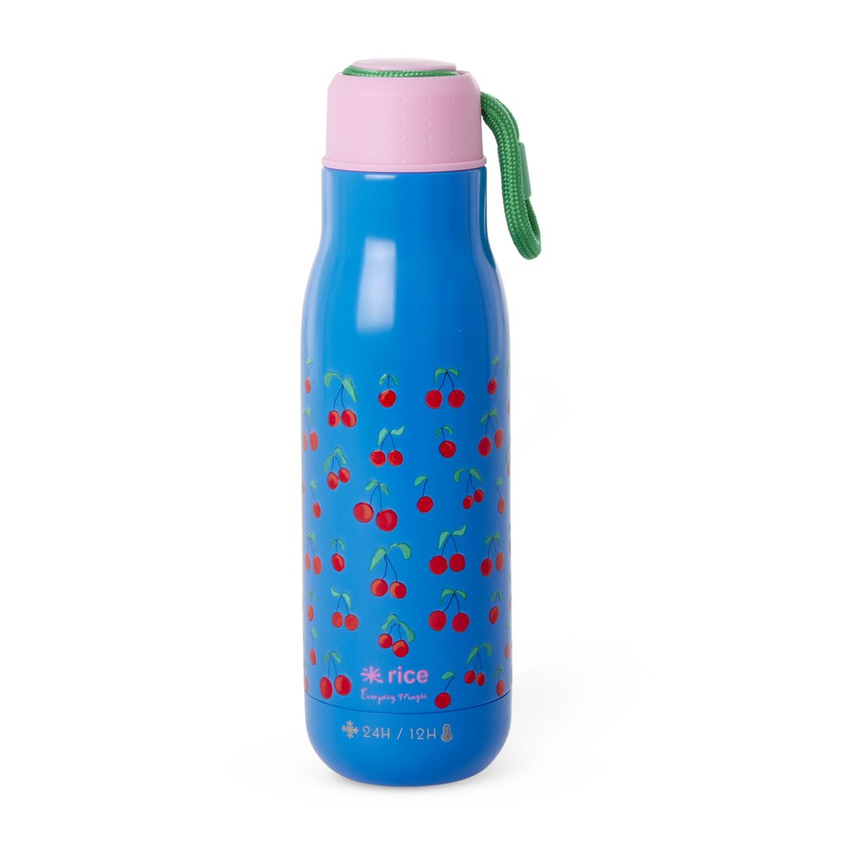 Stainless Steel Drinking Bottle - Blue Cherry Love Print
