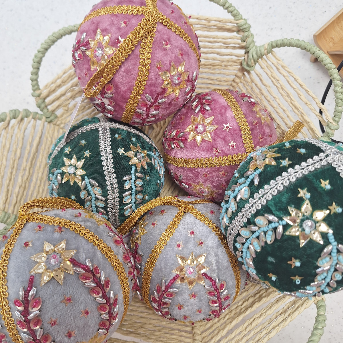 Large Velvet Beaded Bauble
