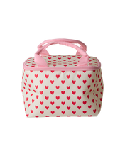 Load image into Gallery viewer, Cooler Bag - Red Hearts Print in Cream  - Small
