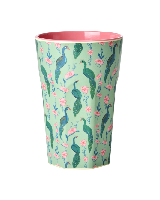 Melamine Cup with Peacock Power Print - Tall
