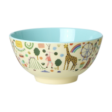 Load image into Gallery viewer, Medium Melamine Bowl - Mint Fun Fair Print
