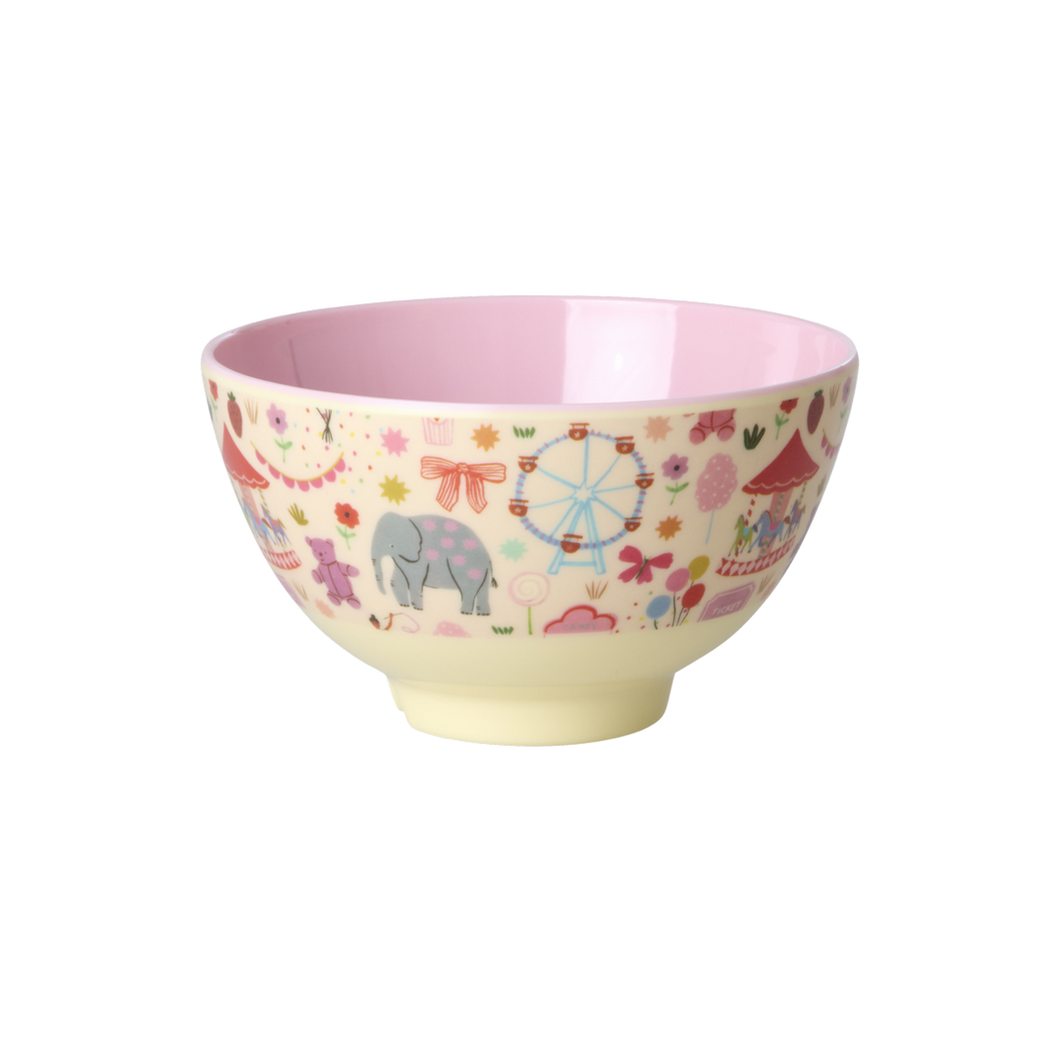 Small Melamine Bowl - Pink Fun Fair Print
