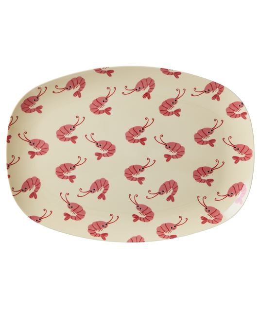 Large Rectangular Dinner Plate - New Shrimp Print