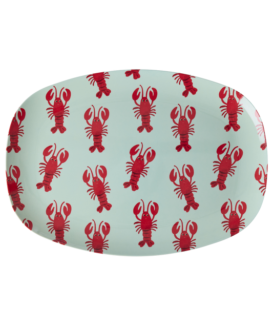 Large Rectangular Dinner Plate - New Lobster Print