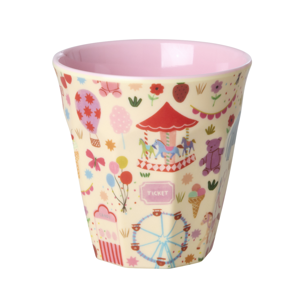 Medium Melamine Cup - Pink Fun Fair Print
