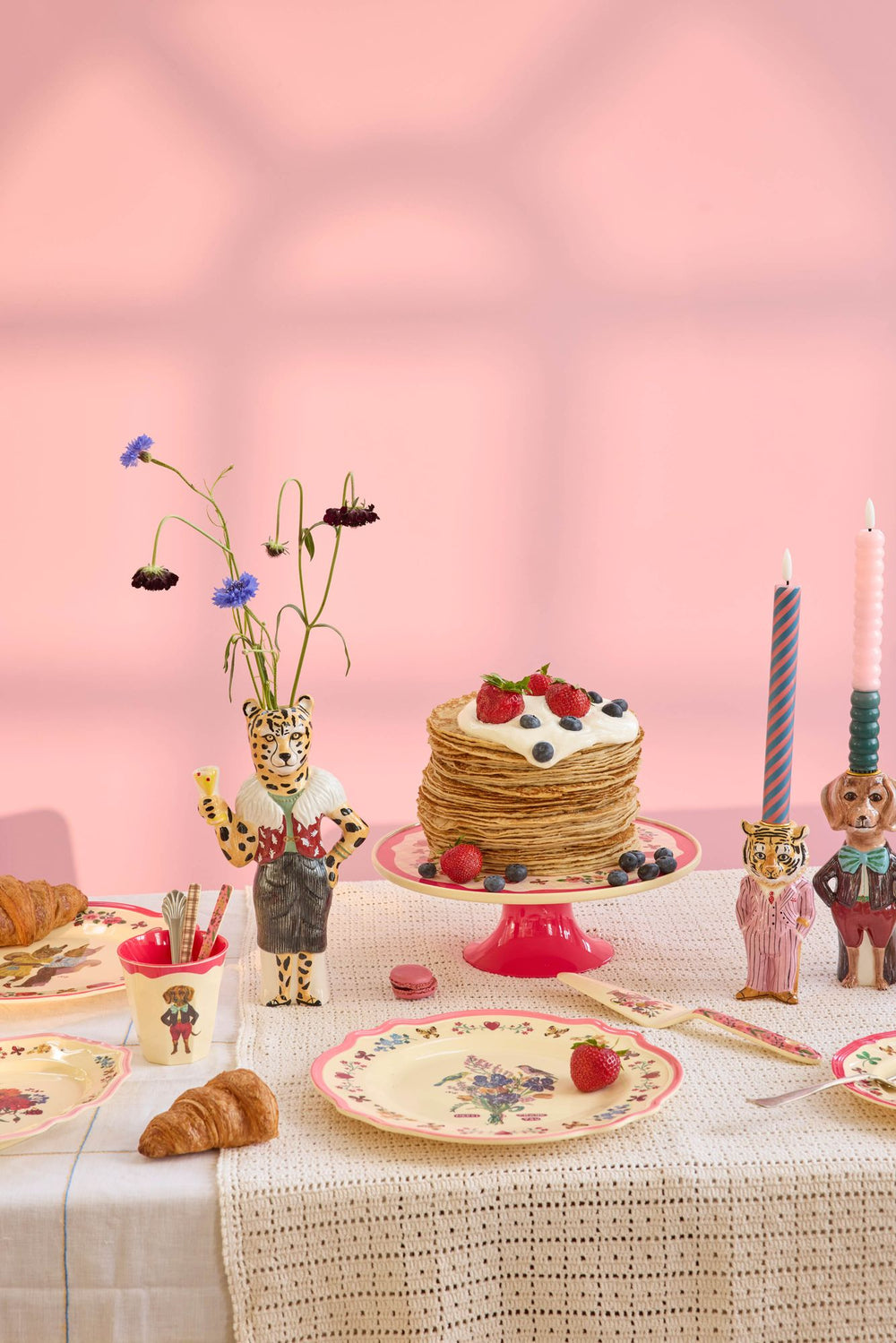 Melamine Cake Stand with Nathalie Lété Print - Red Kiss Colour