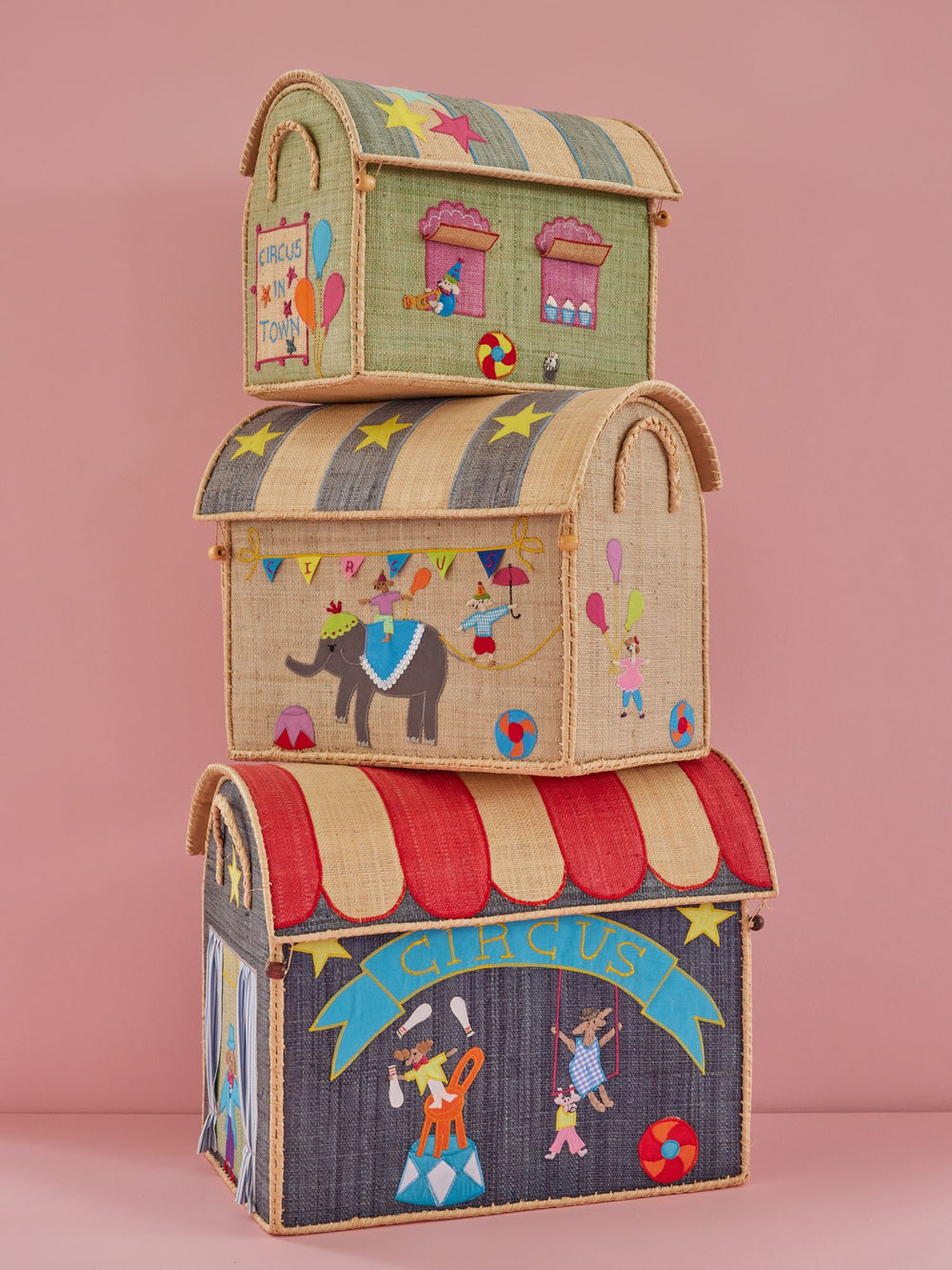 Raffia Toy Baskets - Circus Theme