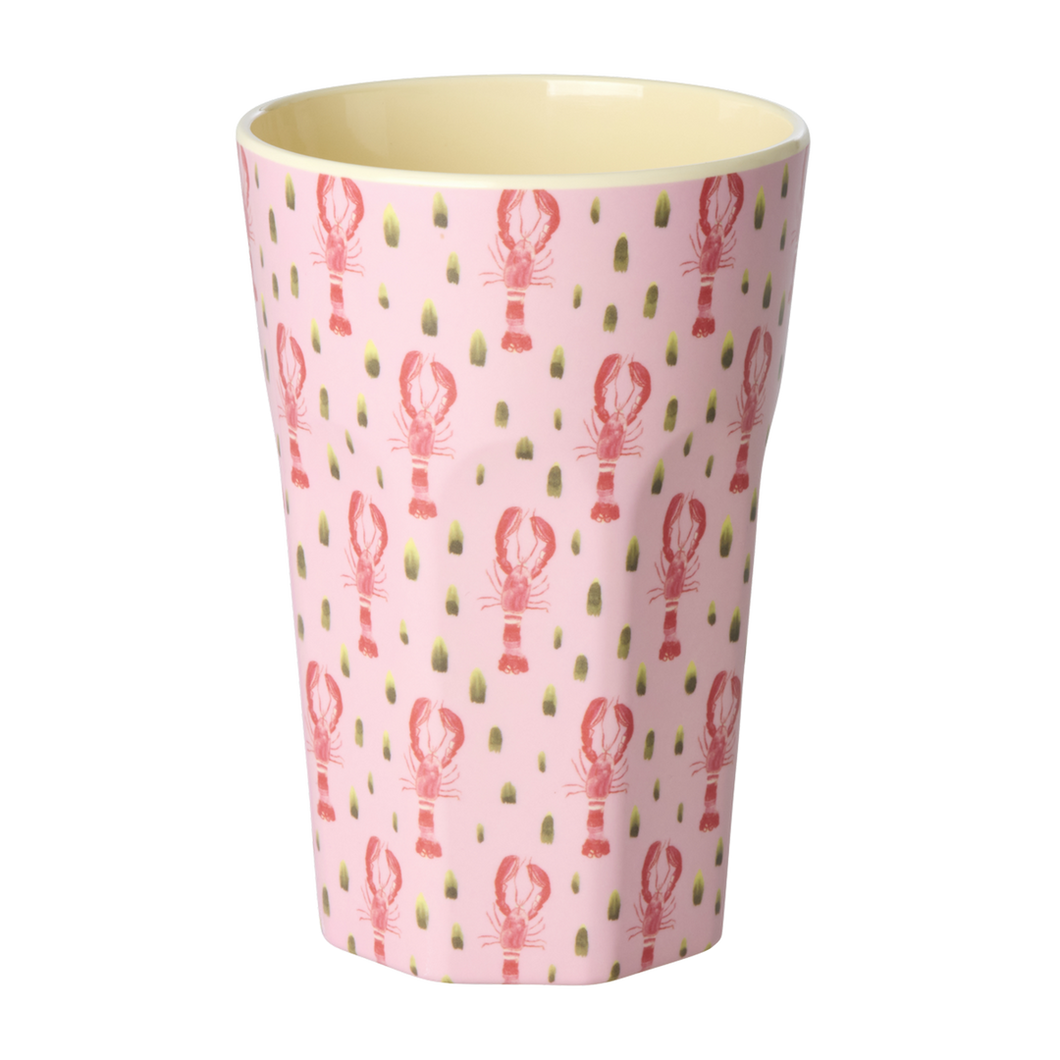 Tall Melamine Cup - Pink Lobster Print