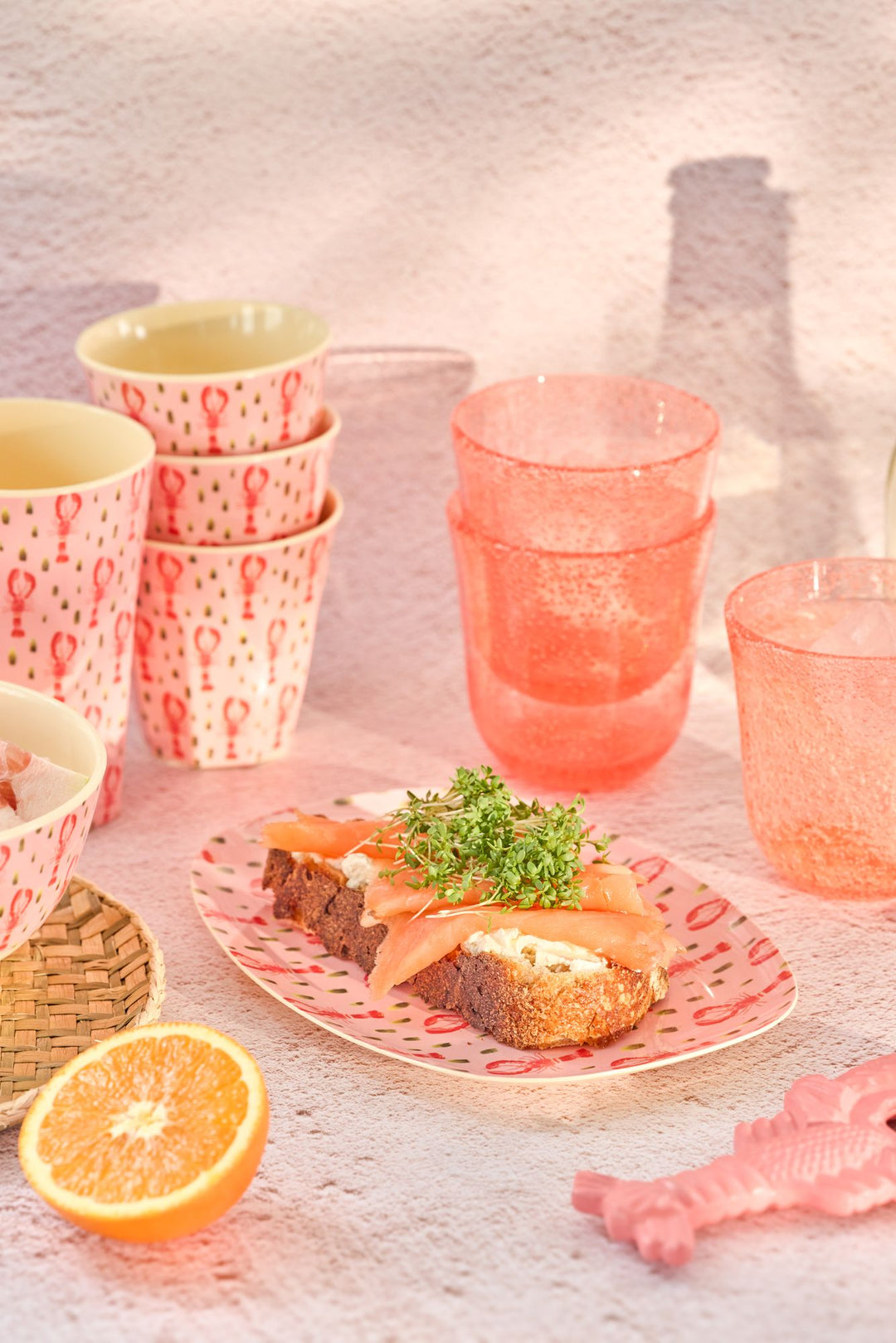 Melamine Bowl - Pink Lobster Print