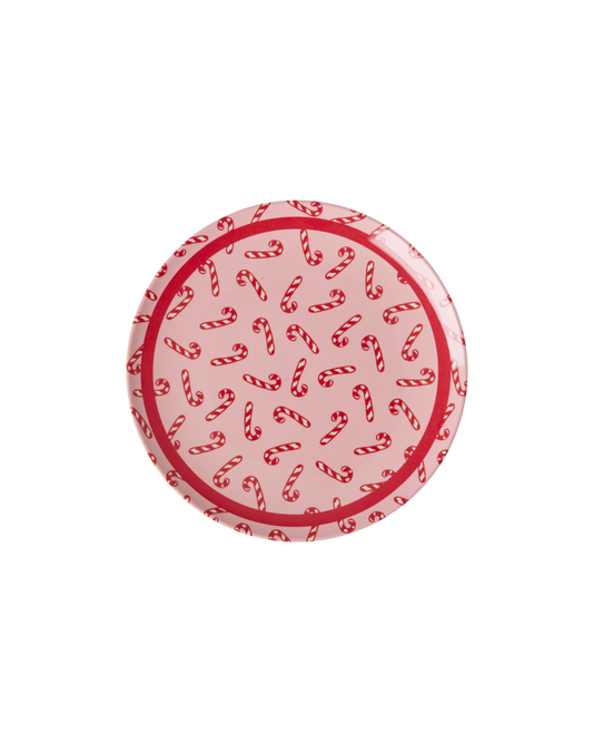 Small Round Cake Plate - Candy Cane Print