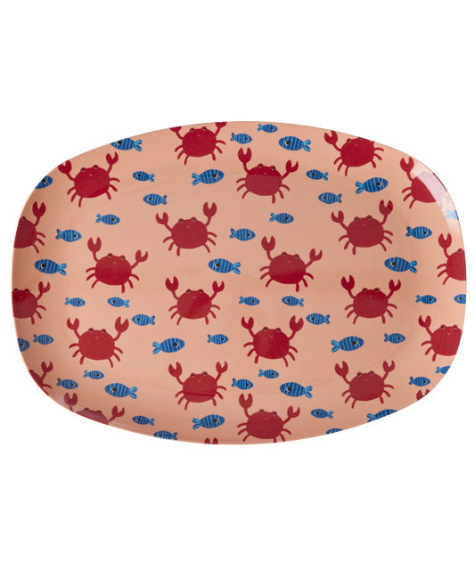 Large Rectangular Dinner Plate - Crab Print