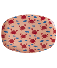 Load image into Gallery viewer, Large Rectangular Dinner Plate - Crab Print
