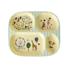 Load image into Gallery viewer, Melamine 4 Room Plate - Mint Fun Fair Print
