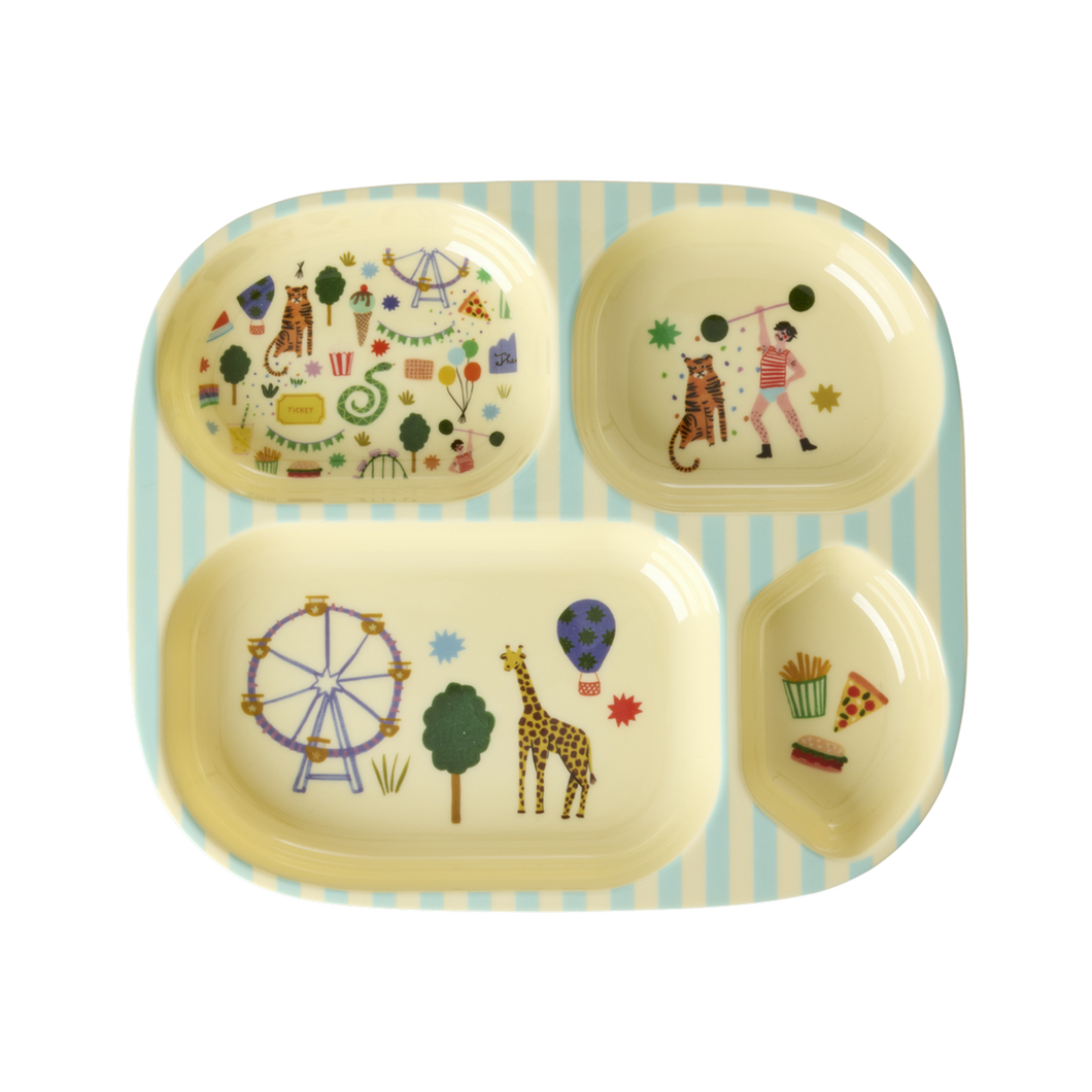 Melamine 4 Room Plate - Mint Fun Fair Print