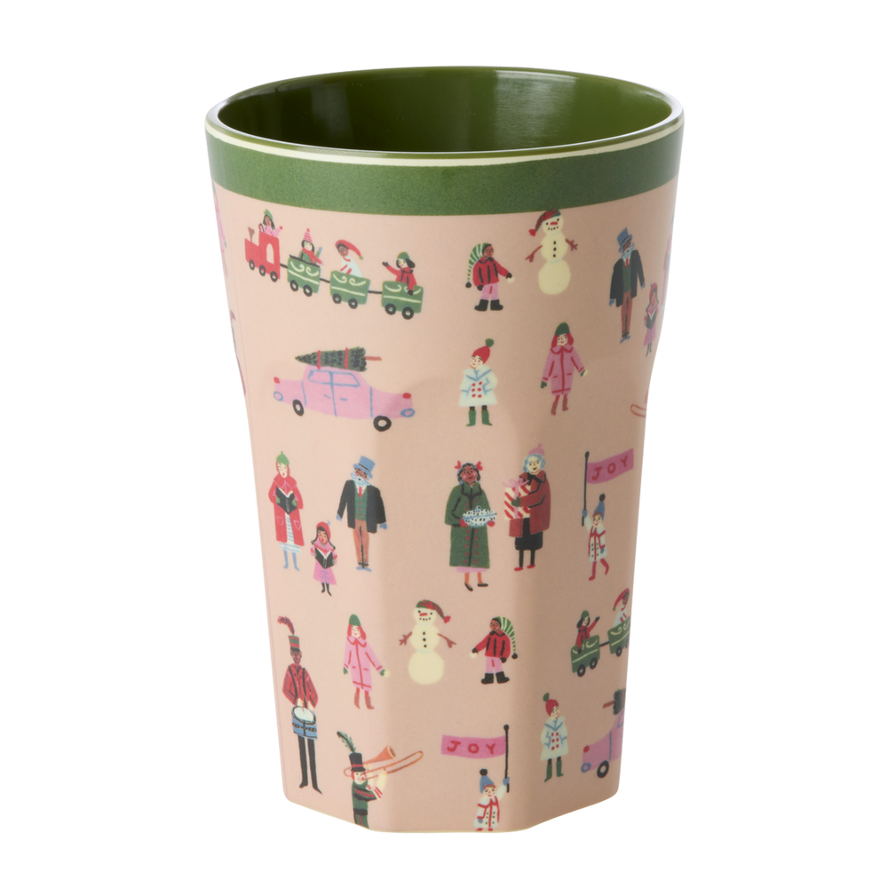 Tall Cup - Dusty Pink Diamond Christmas Tree Print