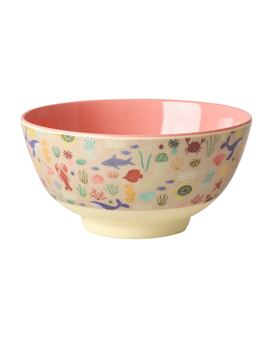 Melamine Medium Bowl - Coral Ocean Print