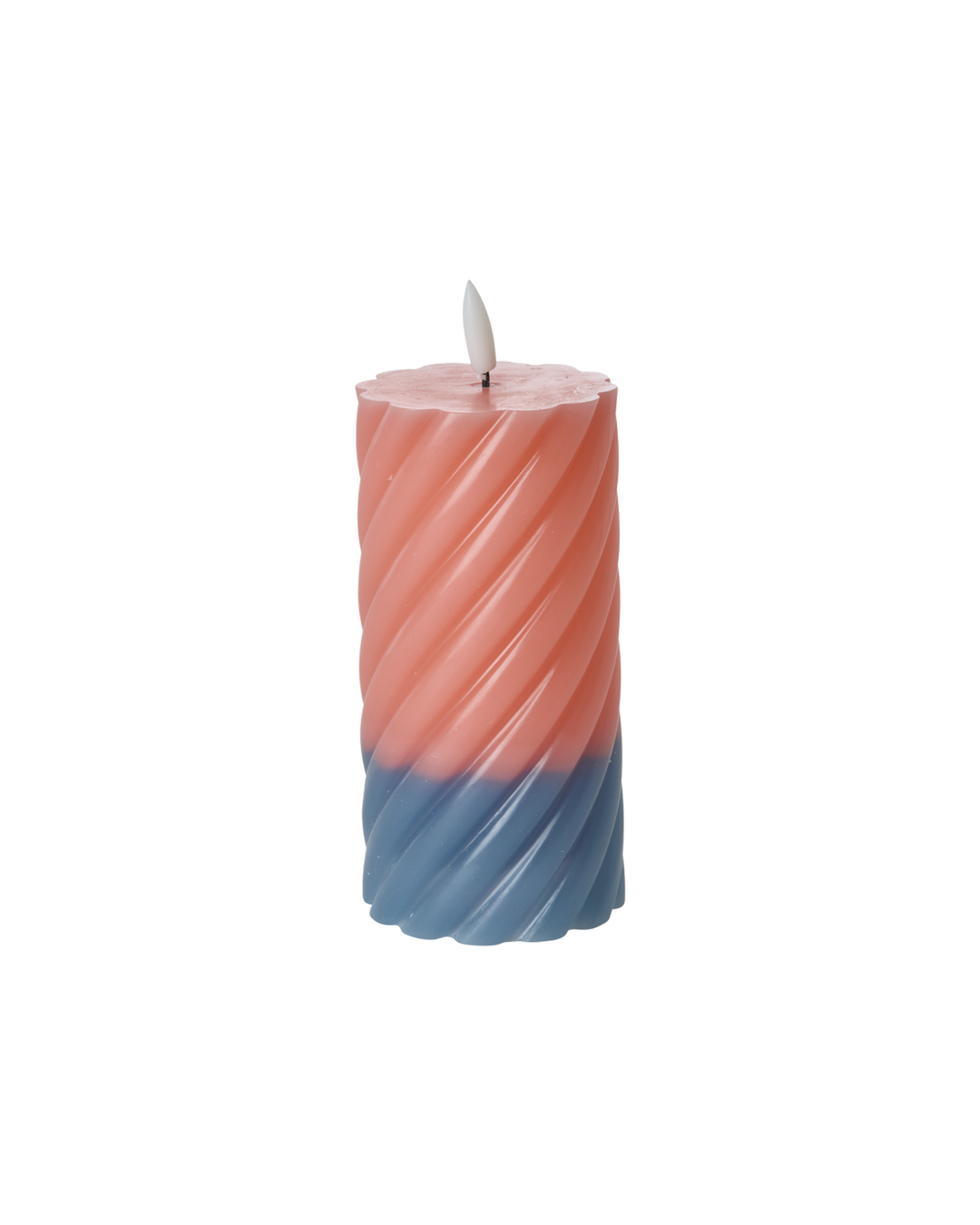 Led Pillar Candle in Coral and Petrol - Large