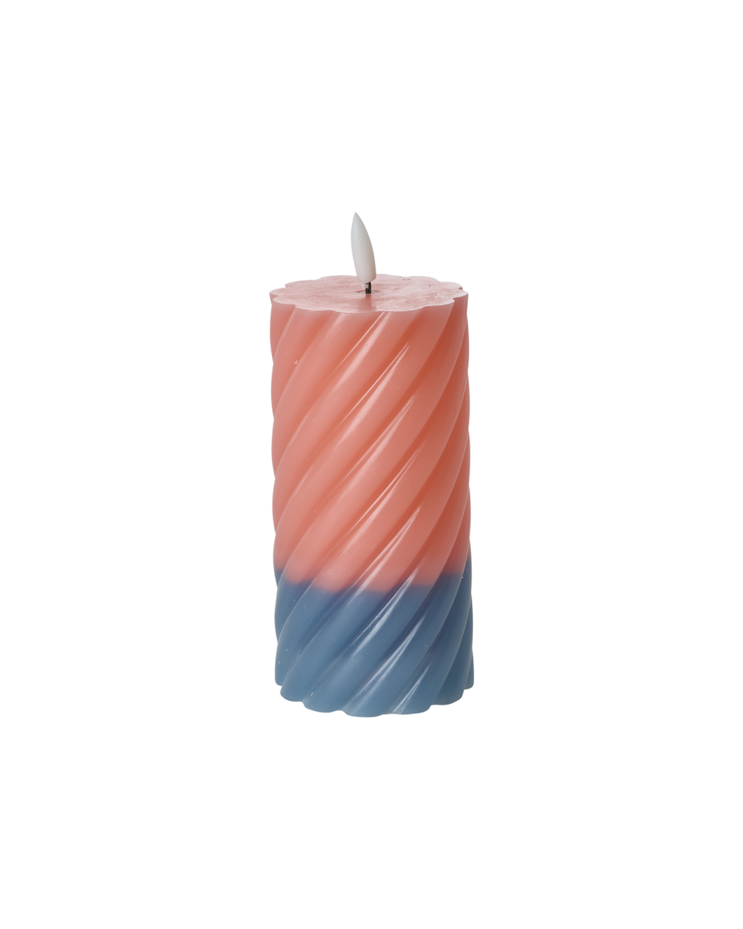 Led Pillar Candle in Coral and Petrol - Large