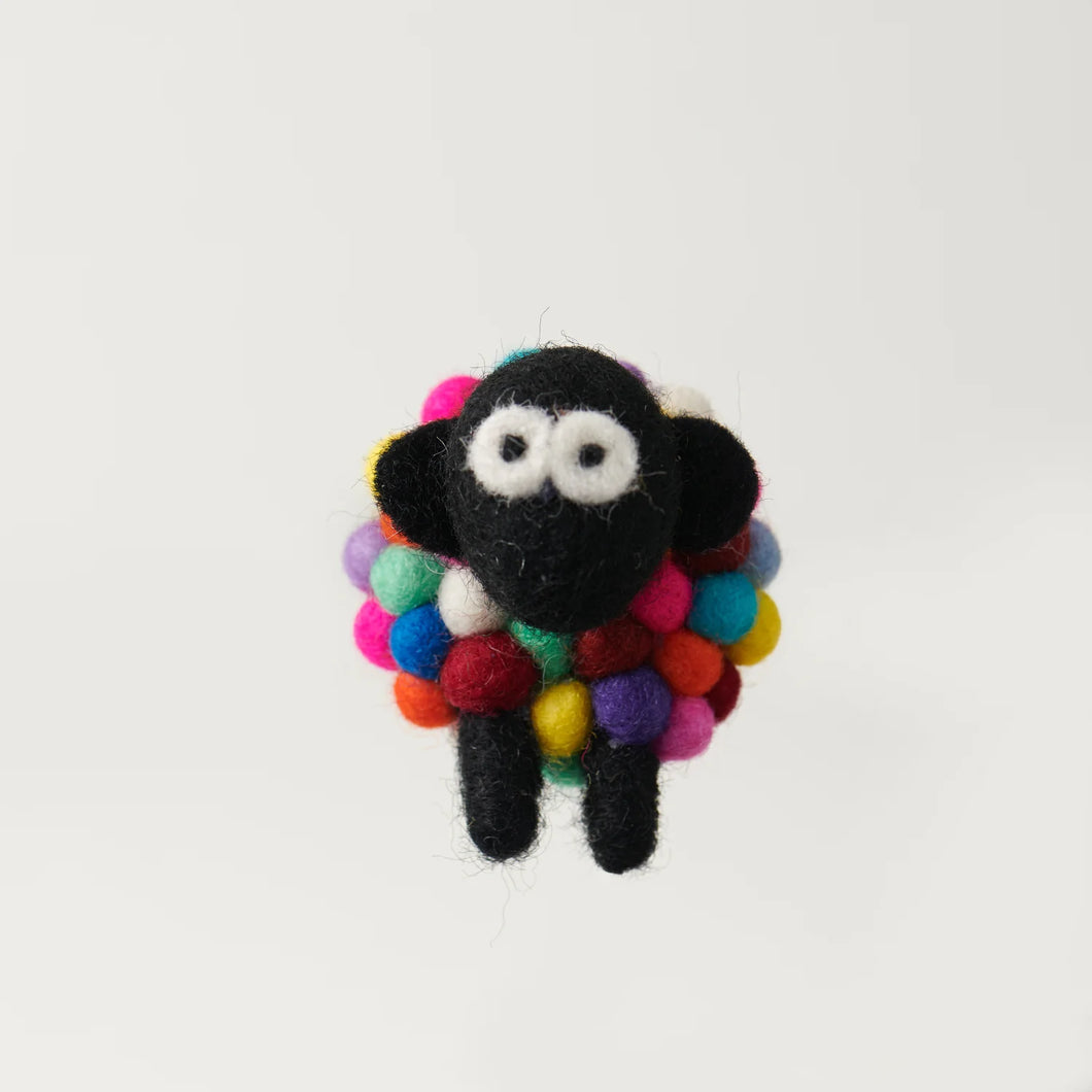 Knitted Sheep Magnet Multicolour Felt Bobble