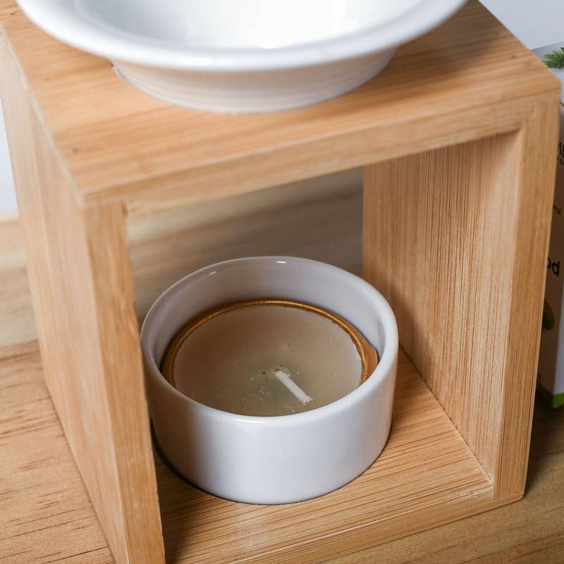 Ceramic and Bamboo Wax Melt Burner