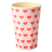 Load image into Gallery viewer, LARGE MELAMINE TALL CUP - SOFT PINK - SWEET HEARTS PRINT
