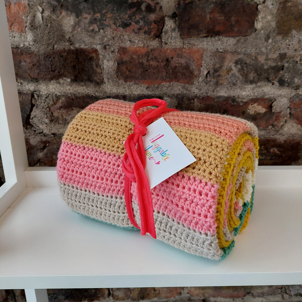 Vintage Peach Stripe Baby Blanket