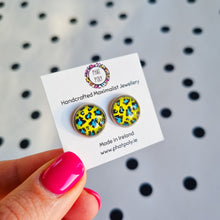 Load image into Gallery viewer, Phat Poly Leopard Print Studs - Yellow

