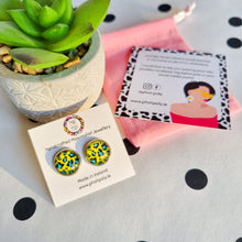 Load image into Gallery viewer, Phat Poly Leopard Print Studs - Yellow
