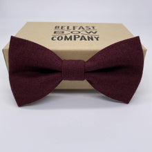 Load image into Gallery viewer, Irish Linen Bow Tie in Burgundy
