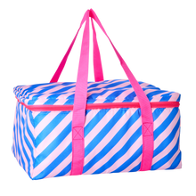 Load image into Gallery viewer, Cooler Bag with Pink and Blue Stripe Print by Rice
