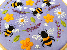 Load image into Gallery viewer, Bees and Lavender Handmade Embroidery Kit Hoop Art
