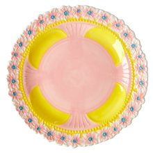 Load image into Gallery viewer, Ceramic Dinner Plate by Rice with Embossed Flower Design - Yellow
