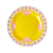 Load image into Gallery viewer, Ceramic Lunch Plate by Rice with Embossed Flower Design - Yellow
