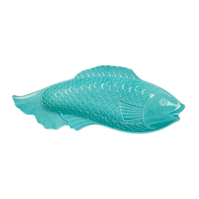 Load image into Gallery viewer, Ceramic Serving Dish by Rice with Fish Shape - Aqua
