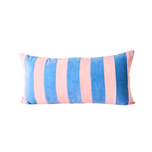 Load image into Gallery viewer, Rectangular Cushion with Pink and Gendarme blue Stripes - Large
