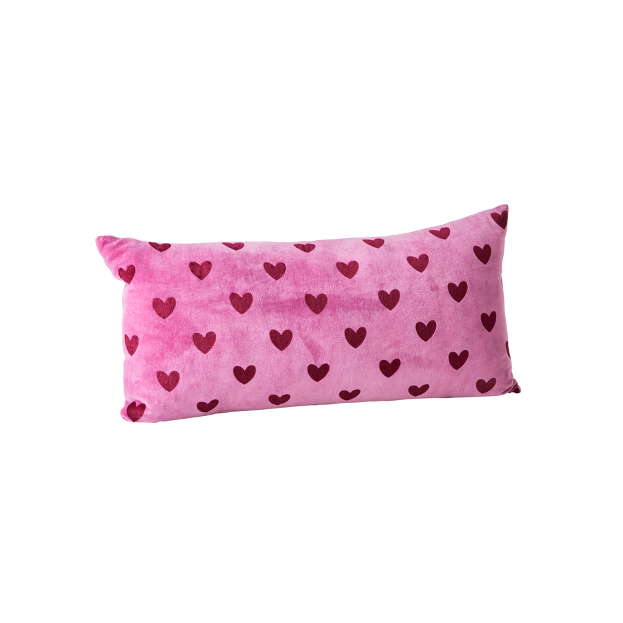 Velvet Rectangular Pillow in Purple and Maroon Hearts - Medium