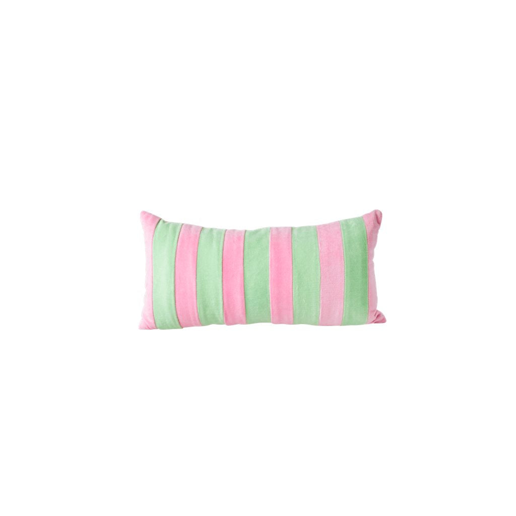 Pink and Green Stripe Cushion - Small