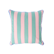 Load image into Gallery viewer, Cotton Cushion with Stripe Print by Rice - Pink / Green
