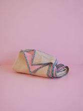 Load image into Gallery viewer, Cotton Crinkle Blanket with Flower Edge in Beige and Soft Pink
