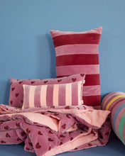 Load image into Gallery viewer, Rectangular Velvet Pillow in Pink Purple Stripes - Small
