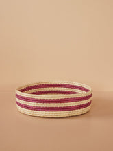 Load image into Gallery viewer, Raffia Basket with Aubergine Stripes - Large
