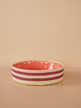 Load image into Gallery viewer, Raffia Basket with Aubergine Stripes - Large
