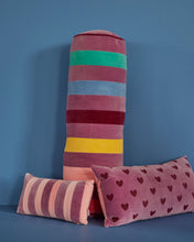 Load image into Gallery viewer, Rectangular Velvet Pillow in Pink Purple Stripes - Small
