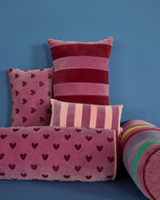 Load image into Gallery viewer, Rectangular Velvet Pillow in Pink Purple Stripes - Small
