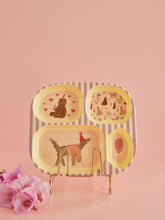 Load image into Gallery viewer, Melamine Kids 4 Room Plate by Rice - Lavender Animal Print
