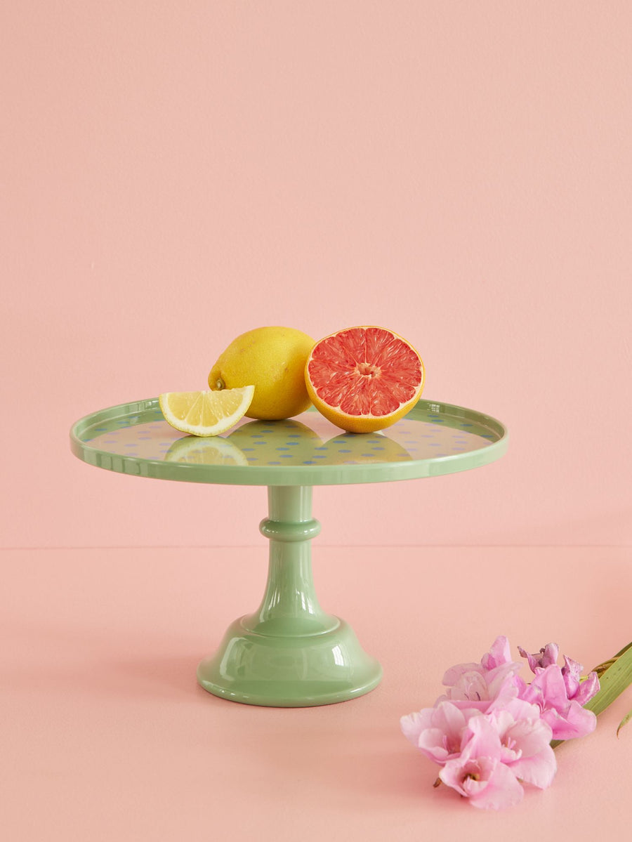 Melamine Cake Stand with Dots - Green