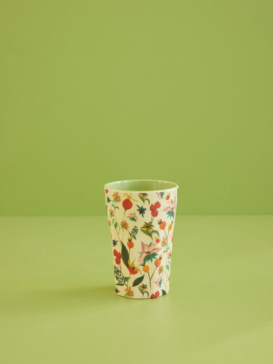 Melamine Tall Cup - Winter Rosebuds Print