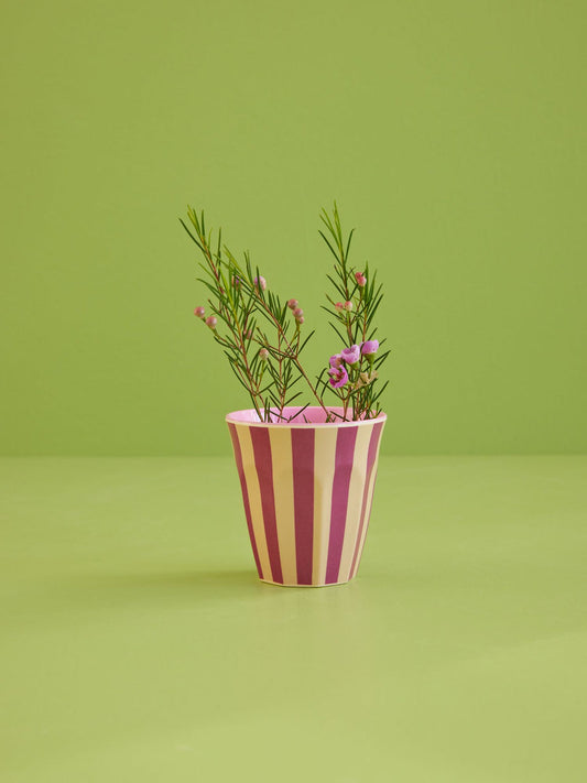 Melamine Cup - Medium - Plum Stripes