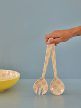 Load image into Gallery viewer, Melamine Salad Servers by Rice - Pink Dots Print
